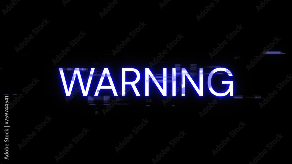 Fototapeta premium 3D rendering warning text with screen effects of technological glitches