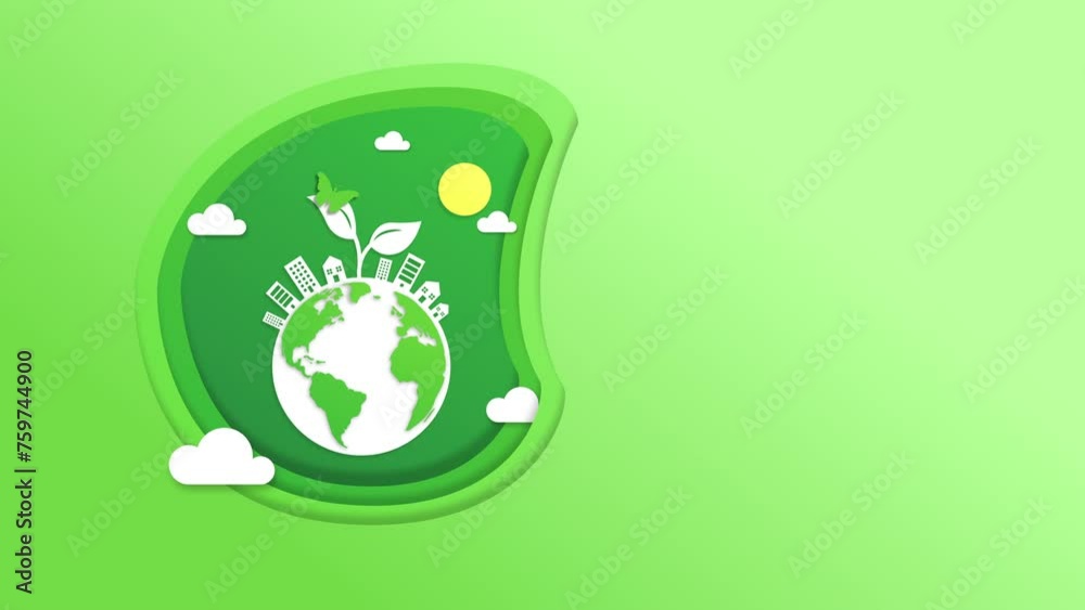 Ecology concept in paper cut style with Butterfly Ecology concept in paper cut style with Butterfly
