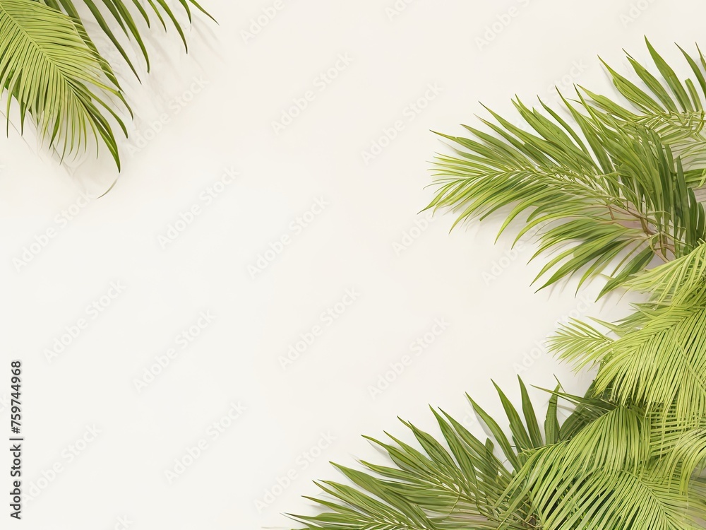 Fresh palm palms on a beige background for free.