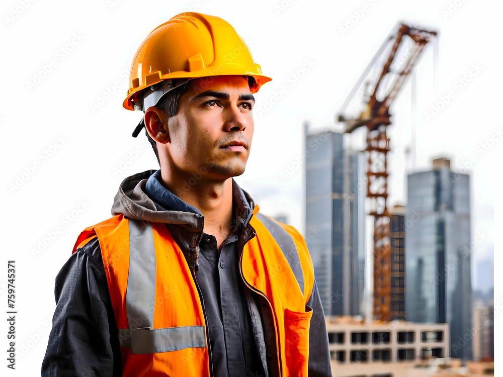 young man construction worker with helmet generative AI young man construction worker with helmet generative AI