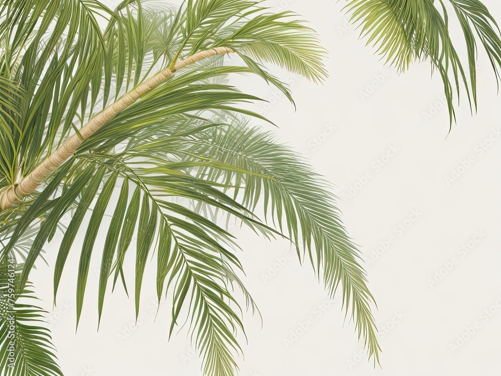 Fresh palm palms on a beige background for free. Fresh palm palms on a beige background for free.