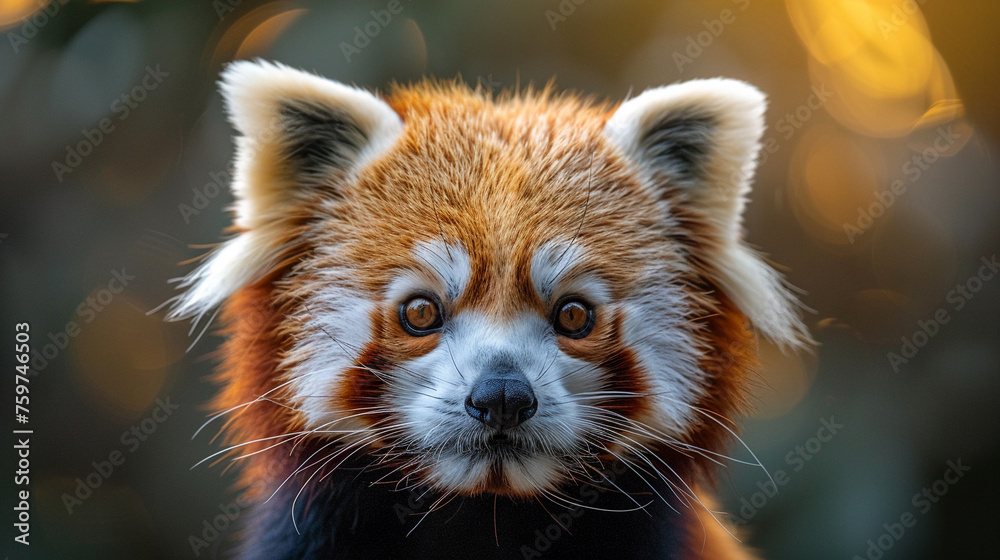 Obraz premium wildlife photography, authentic photo of a red panda in natural habitat, taken with telephoto lenses, for relaxing animal wallpaper and more