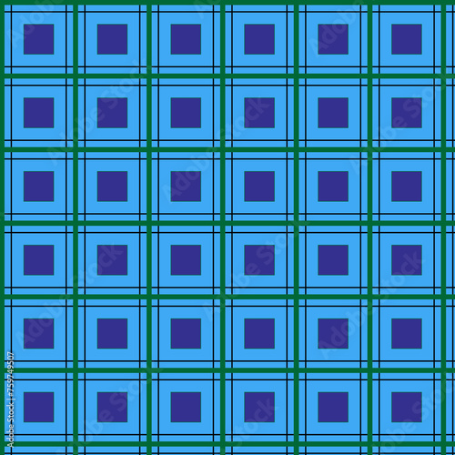 Blue and green grid, checked pattern illustration
