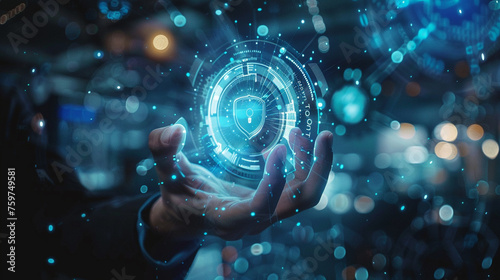 Close-up hand, network safety technology for zero accidents concept.