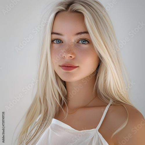 Portrait of a Beautiful Blonde Teenager - Generative AI