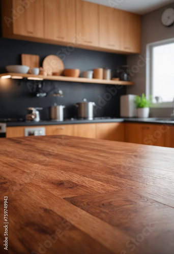 Wooden Countertop in Kitchen Near Window The natural light coming through the window highlights the grains of the wood, creating a cozy atmosphere.