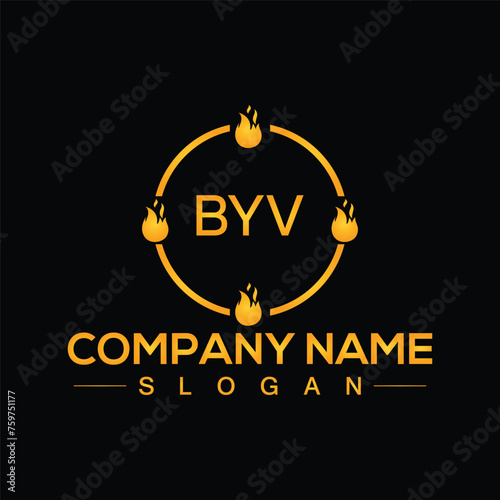Initial BYV letter logo design with creative square symbol