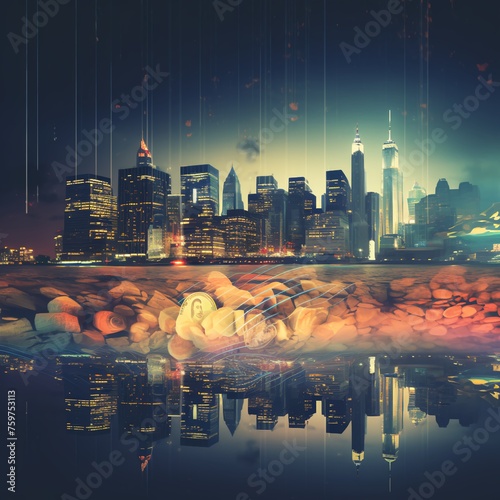 city skyline at night