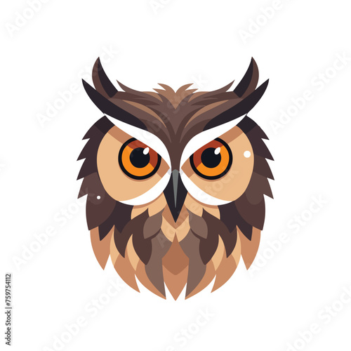 Fototapeta Naklejka Na Ścianę i Meble -  Owl icon flat vector illustration isloated on white