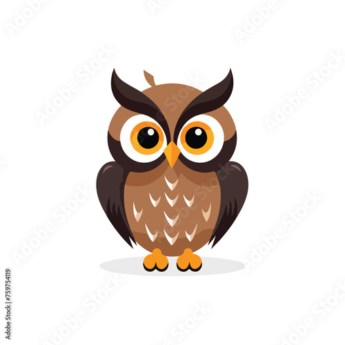 Owl icon flat vector illustration isloated on white