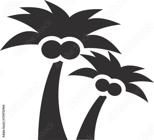 Cocomut palm black icon. Tropical beach tree photo