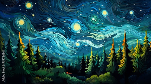 night forest landscape