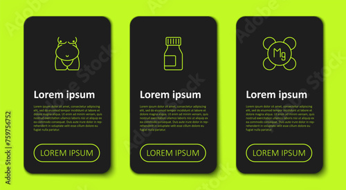 Set line Obesity, Vitamins and Magnesium. Business infographic template. Vector