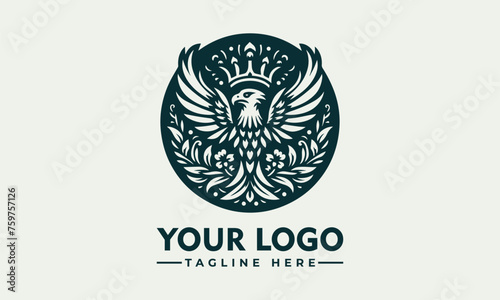 Harpy Crown Flower logo Bird vector logo eagle vector logo for Small Business
