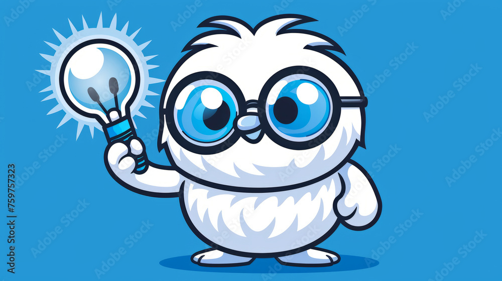 Obraz premium Creative Mascot with Lightbulb for Spark of Genius Concept