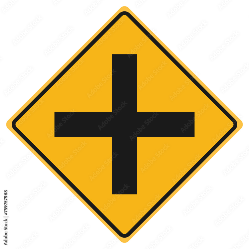4-way intersection sign, vector illustration isolated 4-way intersection sign, vector illustration isolated