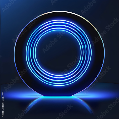 Azure Aura: Exploring the Artistry of Blue Neon Circles(Generative AI)