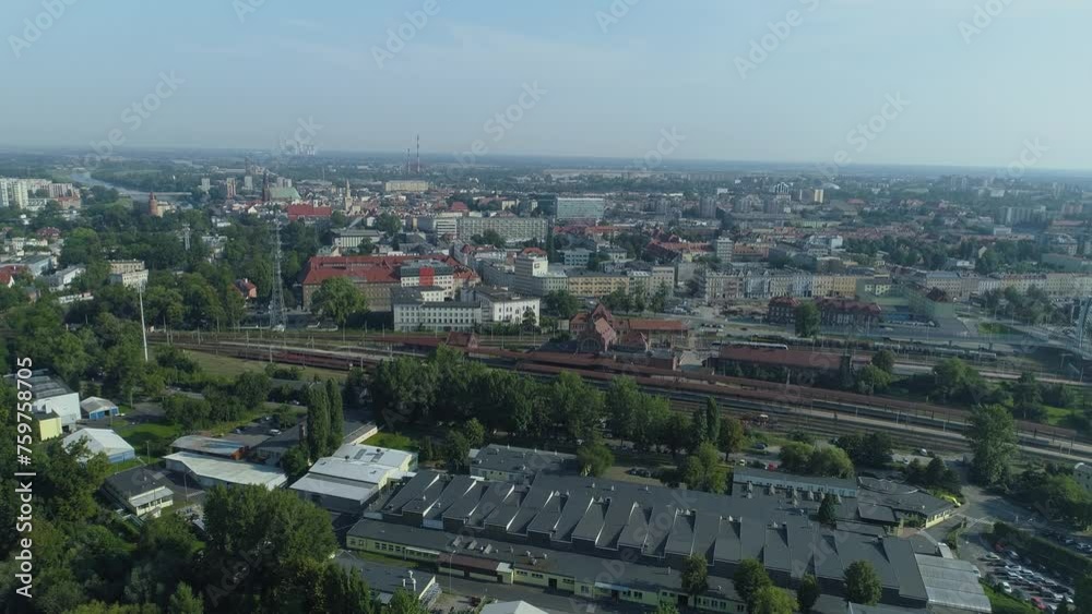 Beautiful Panorama Train Station Opole Aerial View Poland Beautiful Panorama Train Station Opole Aerial View Poland