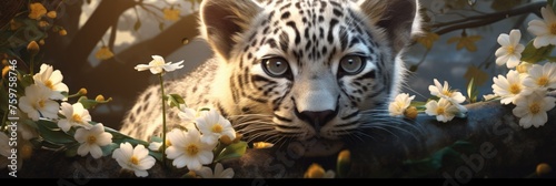 Persian leopard Cub (6 weeks) in front of a white background photo