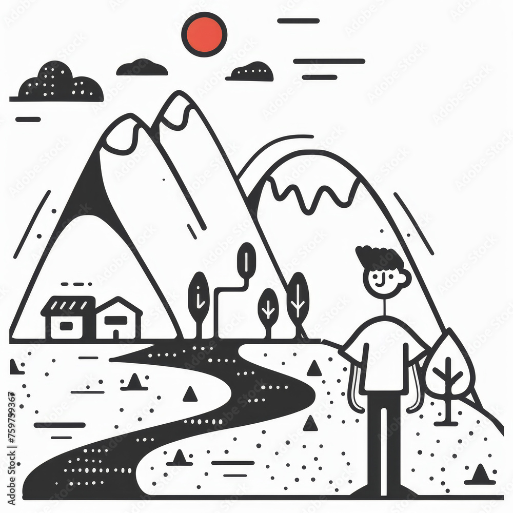 Fototapeta premium Professional Leadership Training Handbook Illustration at Sunrise Horizon Gen AI