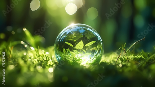 Grass with dewdrops  environmental concept of green environment
