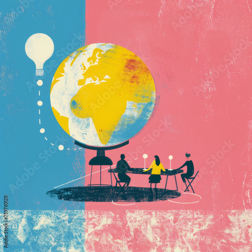 Colorful Line Illustration of Global Leadership Training Handbook Gen AI