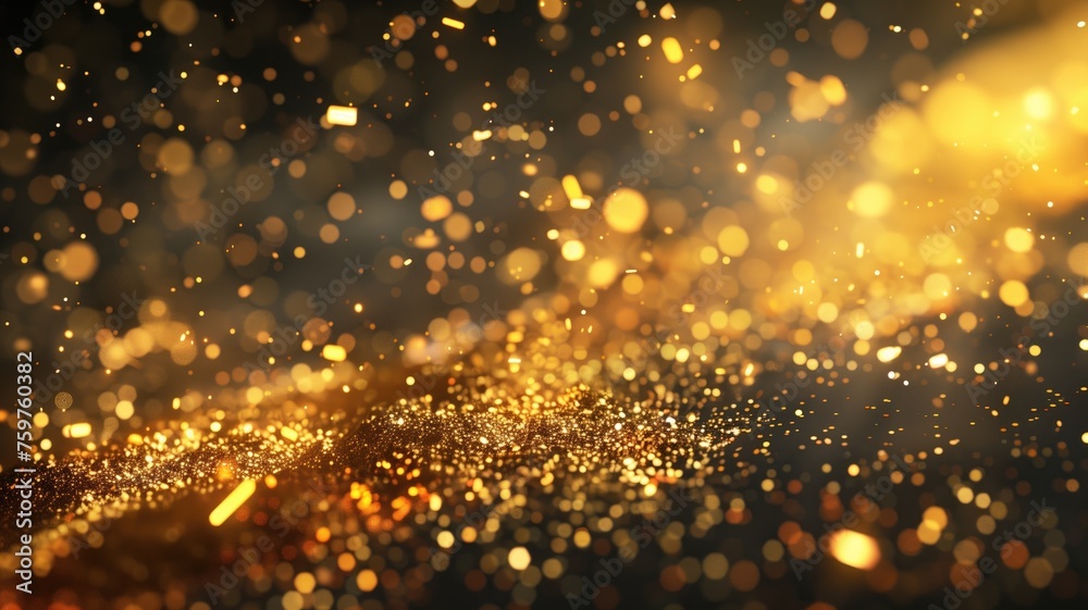 Shimmering golden particles over dark background Shimmering golden particles over dark background