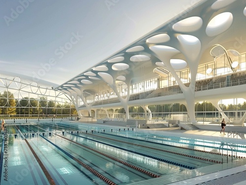 A geothermal energy system heating an Olympic pool