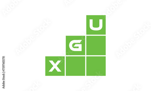 XGU initial letter financial logo design vector template. economics, growth, meter, range, profit, loan, graph, finance, benefits, economic, increase, arrow up, grade, grew up, topper, company, scale photo