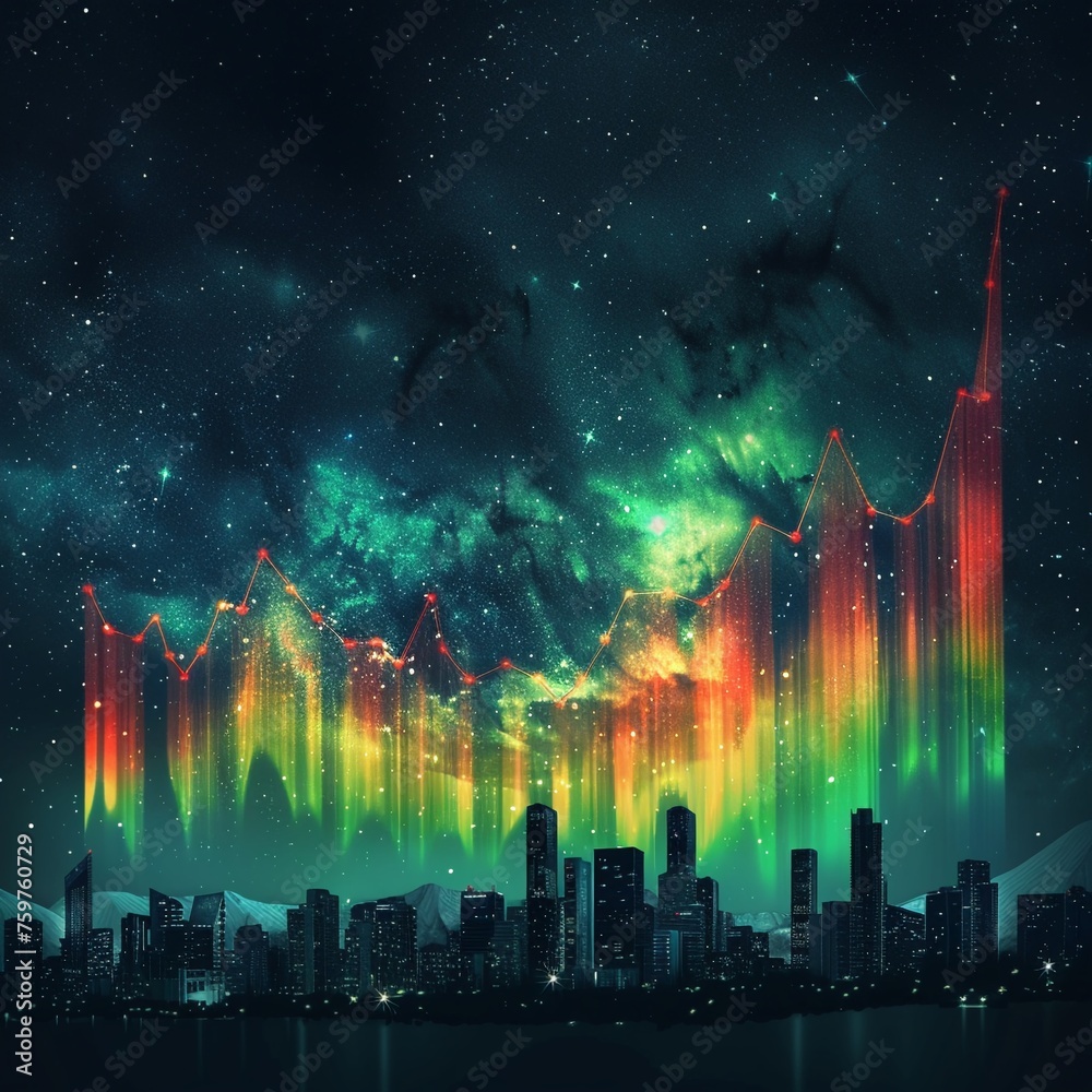 A vibrant aurora borealis illuminating the night sky
