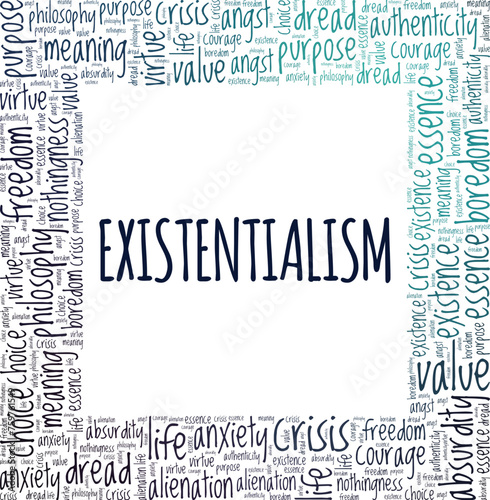 Existentialism word cloud conceptual design isolated on white background.