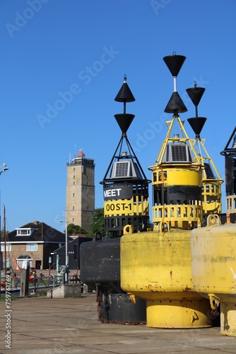 Buoys in harbor of Terschelling, Netherlands