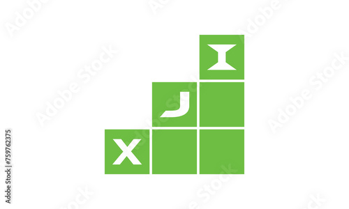 XJI initial letter financial logo design vector template. economics, growth, meter, range, profit, loan, graph, finance, benefits, economic, increase, arrow up, grade, grew up, topper, company, scale photo