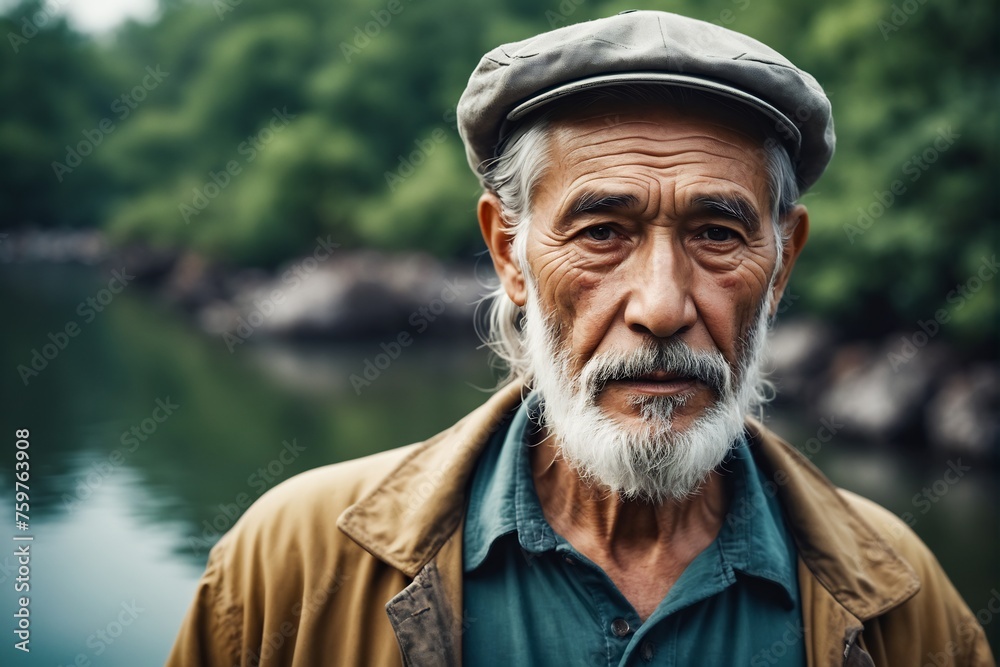 old fisherman portrait with a beard