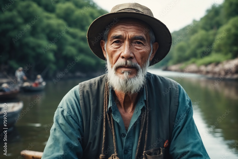 old fisherman portrait with a beard