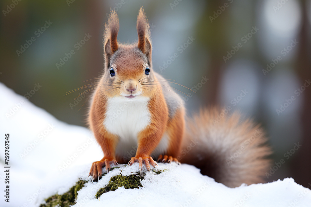 squirrel in the snow close-up squirrel in the snow close-up