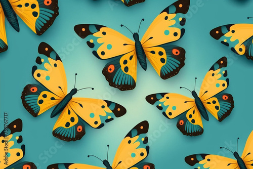 seamless pattern with butterflies wallpaper background , created using generative Ai tools
