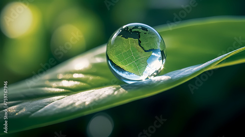 Stunning macro shot of huge water droplets on grass in the morning