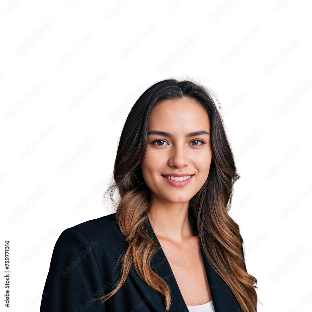 Closeup photo of beautiful smiling caucasian woman with long hair looking at camera. Headshot isolated on a transparent background Closeup photo of beautiful smiling caucasian woman with long hair looking at camera. Headshot isolated on a transparent background