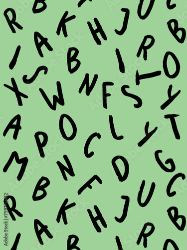 template with the image of keyboard symbols. set of letters. Surface template. pastel yellow green background. Vertical image.