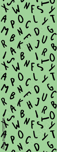 template with the image of keyboard symbols. set of letters. Surface template. pastel yellow green background. Vertical image. Banner for insertion into site.