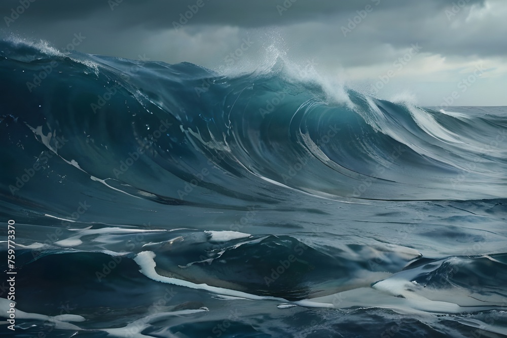 high tide ocean waves - obrazy, fototapety, plakaty 