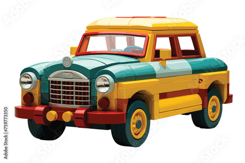 Small brown toy car isolated on white background