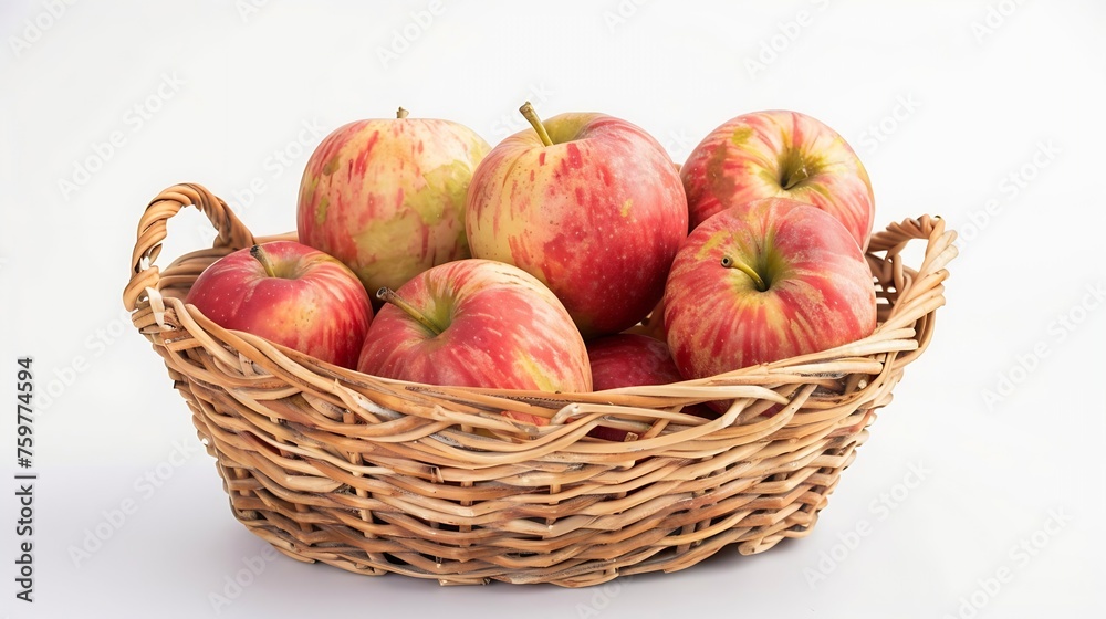 Generative AI : Jonagold apples in a basket on white background