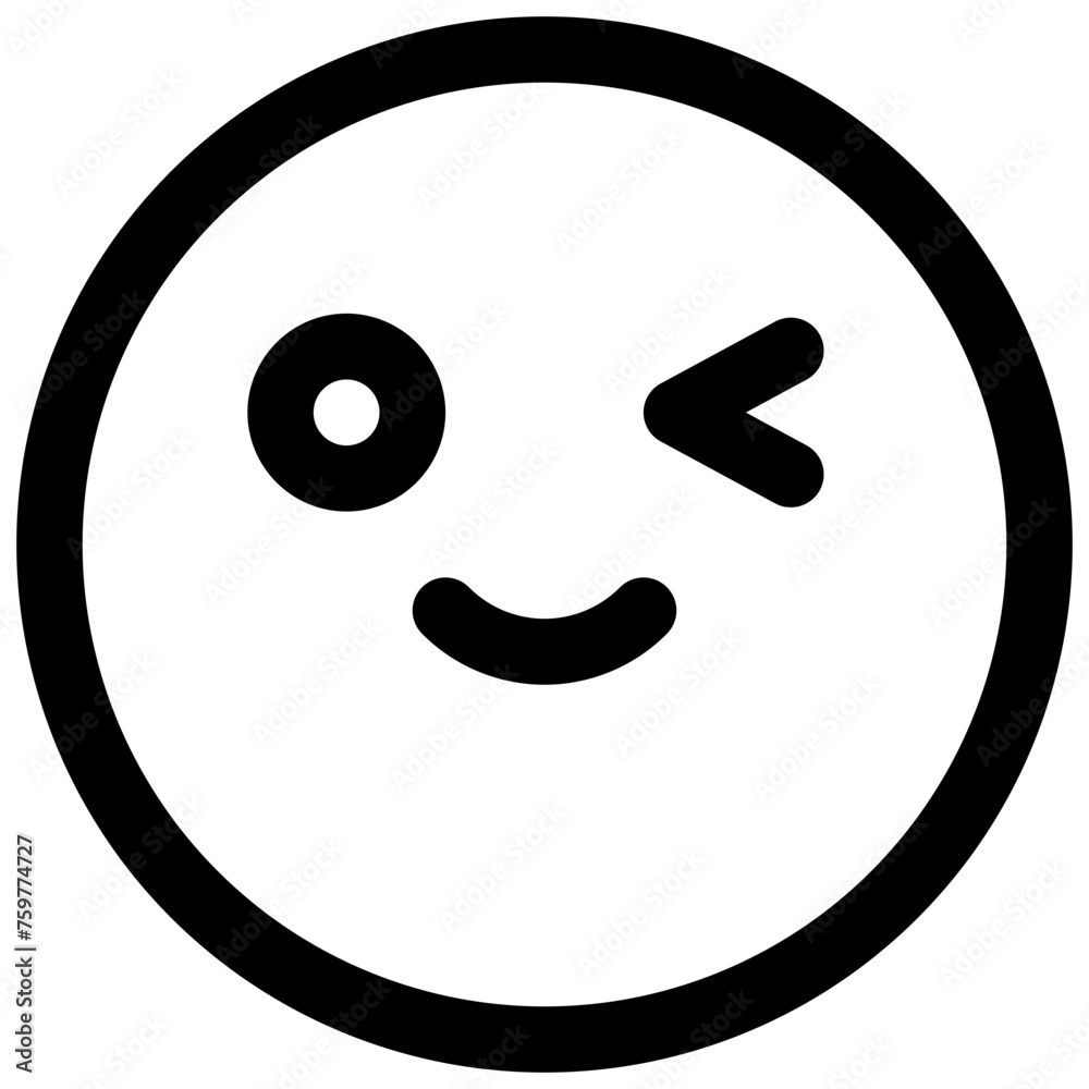 Winking face. Editable stroke vector icon.
Winking face. Editable stroke vector icon.