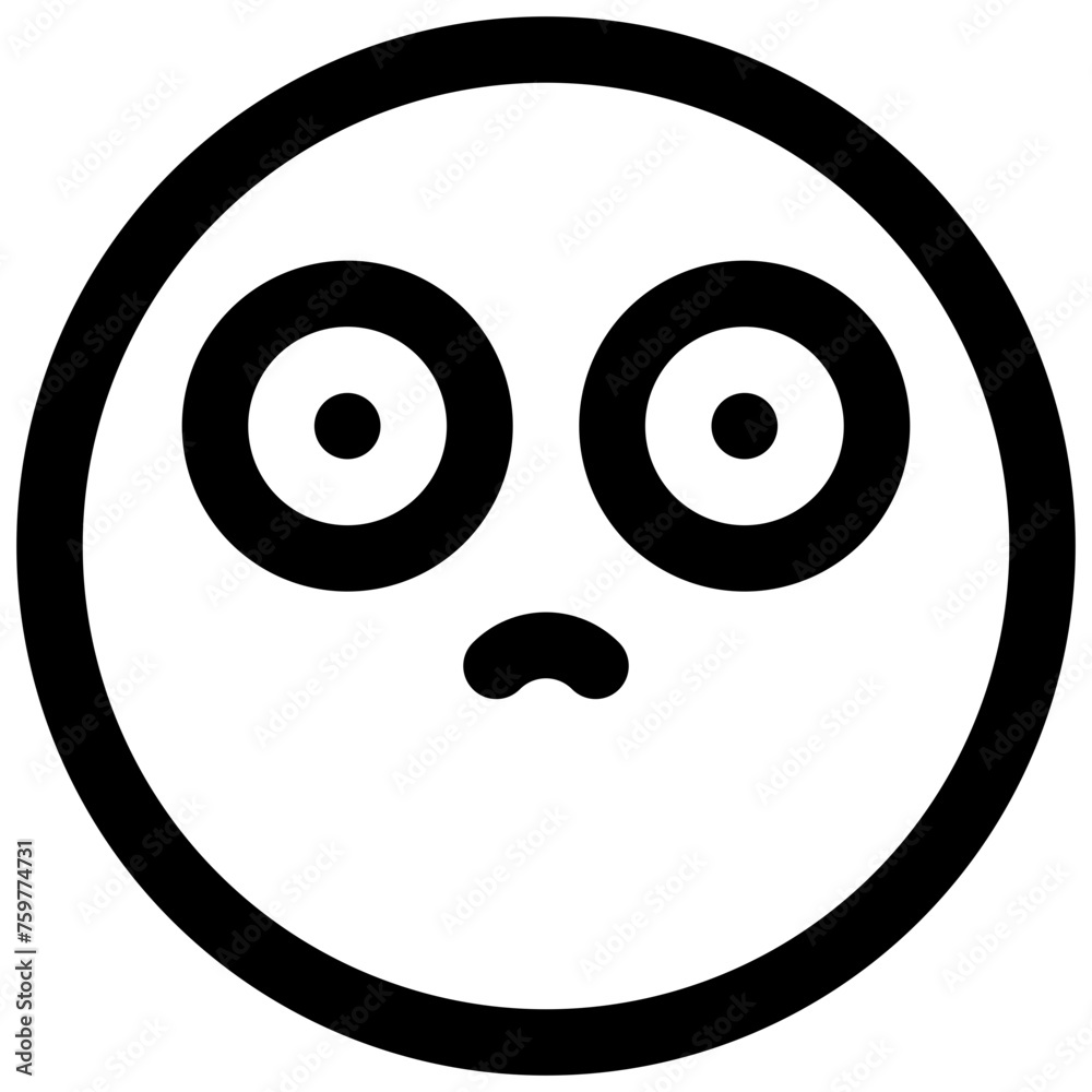 Astonished face. Editable stroke vector icon.
