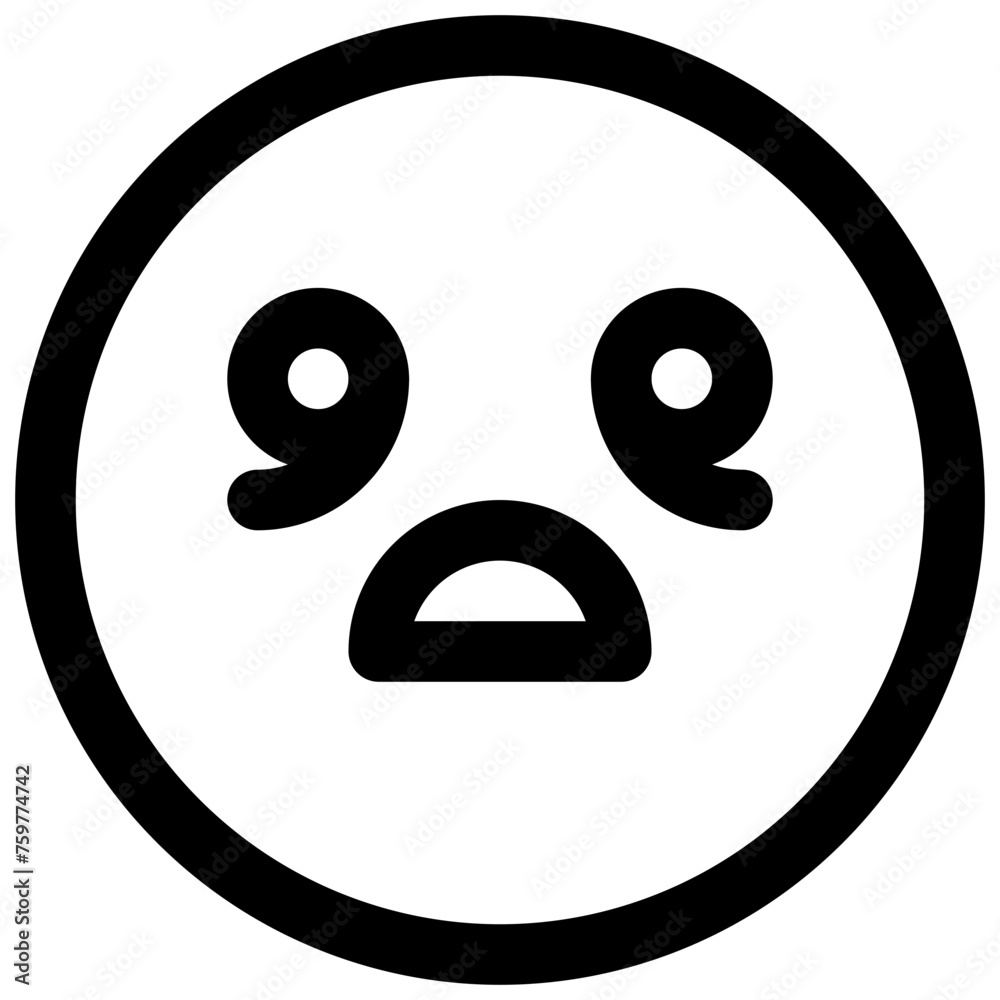 Anguished face. Editable stroke vector icon.
Anguished face. Editable stroke vector icon.