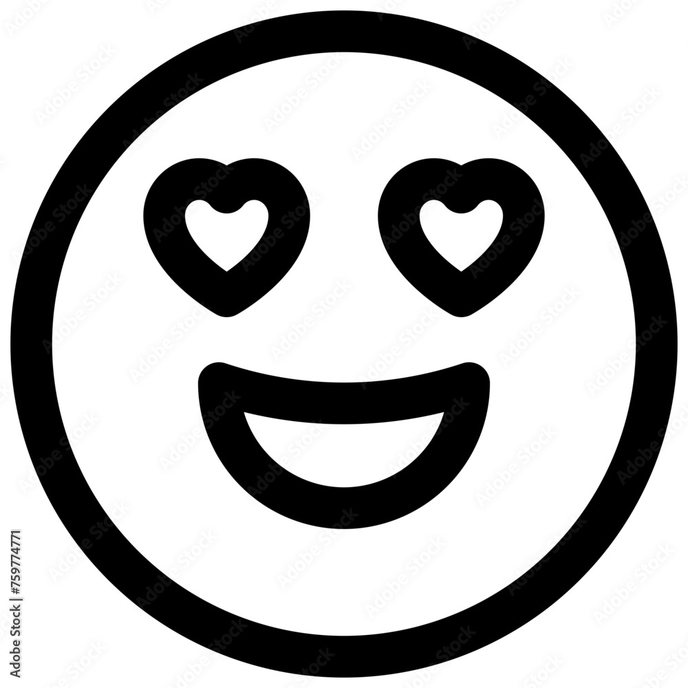 Heart eyes grinning face. Editable stroke vector icon.
Heart eyes grinning face. Editable stroke vector icon.