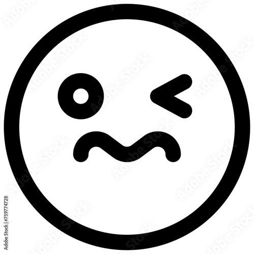 Disgusted face. Editable stroke vector icon.

