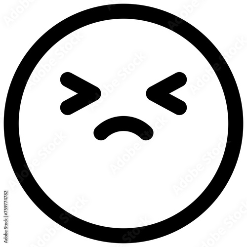 Mad face. Editable stroke vector icon.

